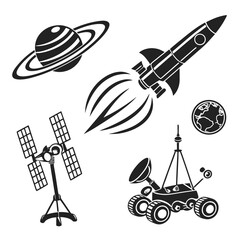 Vector art of space exploration on white