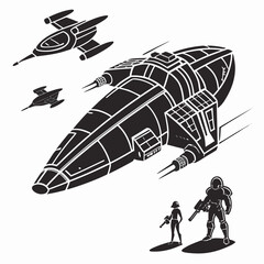 Vector art of spaceships on