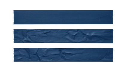 Transparent Png of Various Blue Adhesive Tape Strips with Torn Edges and Crumpled Textures, a Versatile Graphic Resource for Design Projects