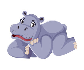 animal cartoon vector hippo illustration