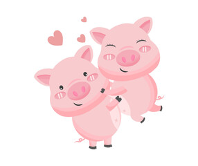pig animal pink cartoon vector illustration