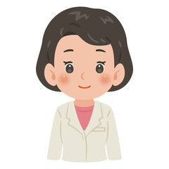 白衣を着た女性　上半身イラスト／Woman wearing a white coat　upper body illustration