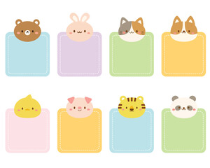 Kawaii Animal Sticky Notes and Labels &ndash; Bear, Rabbit, Cat, Pig, Panda, Tiger