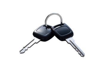 Two car keys on a ring isolated on transparent background
