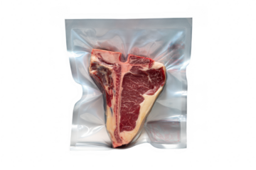 Raw tbone steak vacuumsealed isolated on transparent background
