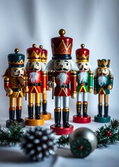 Colorful wooden nutcracker on white backdrop nutcrackers holiday  decoration christmas toy festive merry celebration