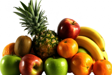 Collection of various fresh fruit isolated on transparent background