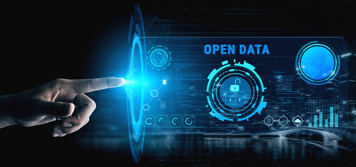 The concept of open data for public information and government transparency. A dashboard for...