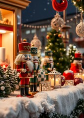 Nutcrackers on christmas market at alexanderplatz in germany winter berlin nutcrackers holiday  decoration christmas toy festive merry celebration