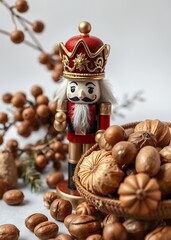 Set of nuts and nutcrackerdry fruits on transparent background png nutcrackers holiday  decoration christmas toy festive merry celebration