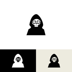 Cartoon reaper hooded skull character