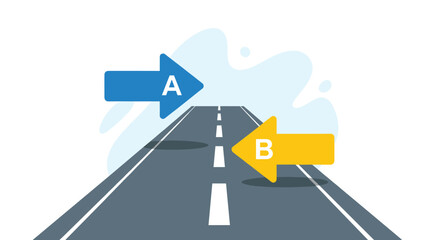 Choosing Between Two Paths Forward Direction Arrows on Highway