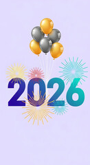 Celebrating 2026 with Balloons and Fireworks