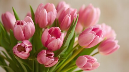 Obraz premium Bouquet of delicate pink flowers displays vibrant fresh spring blossoms