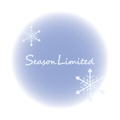 冬の季節限定丸いフレーム素材　雪の結晶のワンポイントイラスト付き