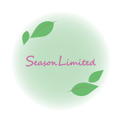 初夏から夏のイメージ　季節限定丸いフレーム素材　グリーンリーフのワンポイントイラスト付き