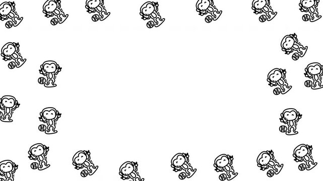 Looping animal silhouette border with stick figure women is perfect for stationery, event posters, or playful design projects. Great for framing designs