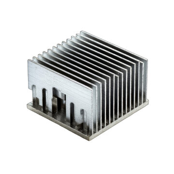Square, metallic heat sink with parallel fins