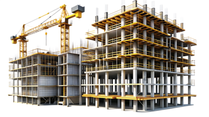building under construction isolated on white background .PNG. AI Generated