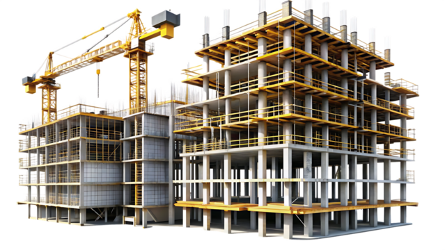 building under construction isolated on white background .PNG. AI Generated
