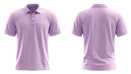Lavender polo shirt, front and back views