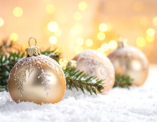 christmas background with baubles and christmas tree