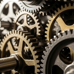 Intricate Gears - A Close-Up of Mechanical Precision and Interlocking Mechanisms.