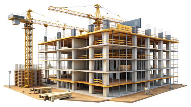 building under construction isolated on white background .PNG. AI Generated