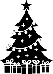 Christmas Tree Silhouette with Gifts