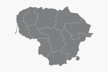 Obraz premium Vector graphic artwork suitable for print and web containing flat detailed map of LITHUANIA