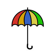 umbrella icon colored red green yellow blue isolated on white background