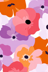 Naklejka premium Vibrant Abstract Flower Bloom Pattern In Pink Purple Orange Hues For Design Background Artwork