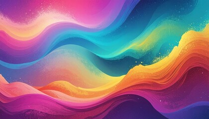 Fototapeta premium Bright colorful rainbow light swirls with texture and energy against an abstract blue and yellow sky backdrop