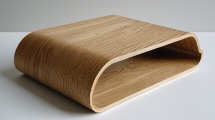 Curved Oak Wooden Display Stand for Modern Home Decor and Organization