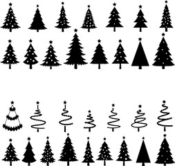 Obraz premium Elegant Christmas Tree Silhouette Bundle