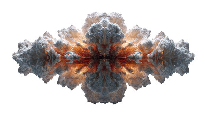 Symmetrical explosion of smoke and fire