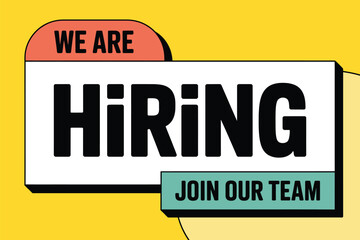 Obraz premium Vector art of we are hiring banner with join our team message on yellow background