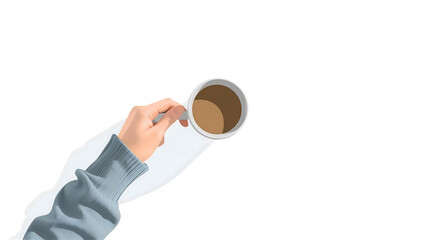マグカップのコーヒーを持っているデザインイラスト