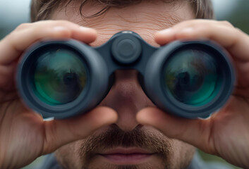 双眼鏡を覗いている男性