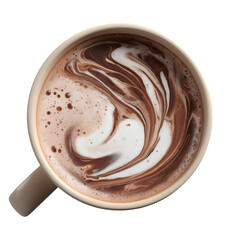 Hot chocolate with cream swirl isolated on transparent background