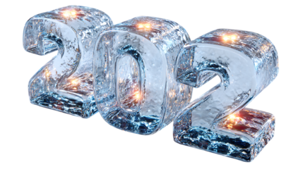 Key words on ice cubes isolated on white background 