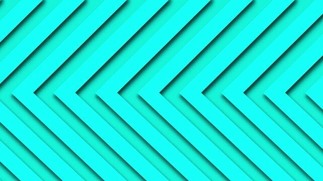 Bright Cyan Chevron Pattern with Layered Shadows and Depth Keywords: cyan, chevron, pattern, background, abstract, geometric, design, directional, forward, movement, progress, arrow, shape