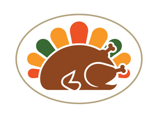 Thanksgiving turkey dinner illustration holiday food celebration icon