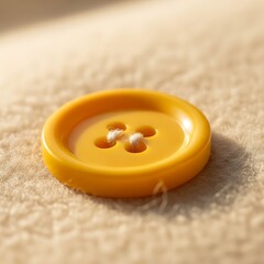 Close-up of a Yellow Button on a Textured Surface.