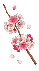 Cherry Blossom Branch - A Delicate Watercolor Illustration of Spring.