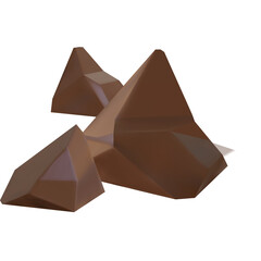 Abstract Geometric Brown Shapes Intersecting with Smooth Light Reflections on a Transparent Background