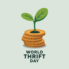 World Thrift Day Money and Plant Growth Illustration
