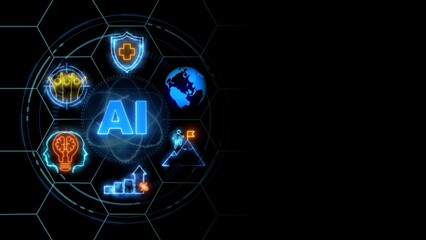 AI integration icons, representing artificial intelligence, machine learning, and the integration of technology in business and daily life