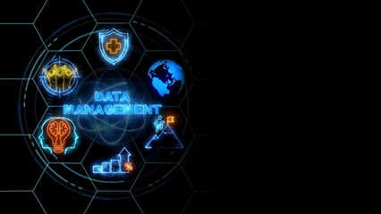 Data management system, cloud technology, Internet and business concept.