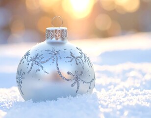 christmas ball on snow